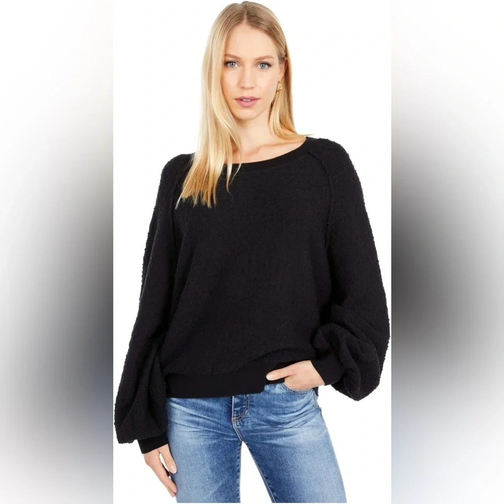 Free People Found My Friend Pullover Oversized Cropped Textured Stretch Winter